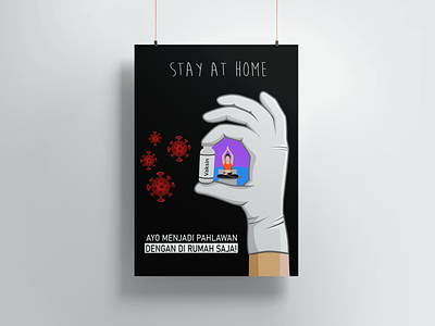 POSTER Stay At Home corona virus desain graphic design poster stay at home vaccine