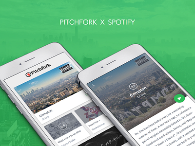 Pitchfork x Spotify for iOS ios material spotify ui