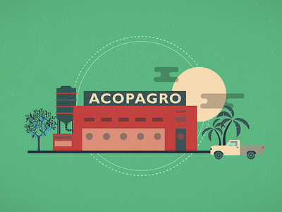 Alter Eco Acopagro car cocoa factory farm mill palm plant silo tree truck warehouse works