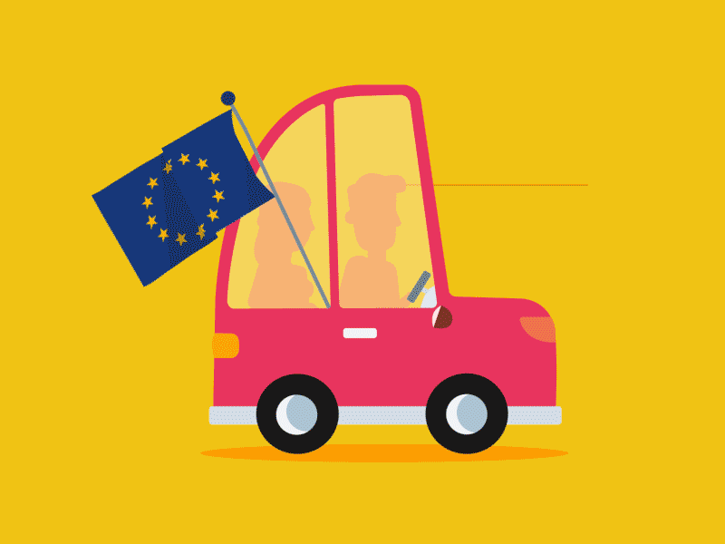 Europe Car bounce car europe flag illustration loop orange reflect