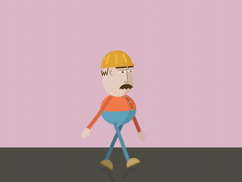 Construction Guy 2d character walk cycle