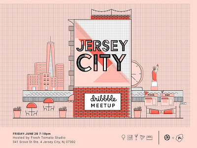 Jersey City Dribbble Meet up colors design illustration jersey city meet up mural networking nyc ping pong