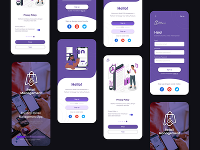 Retail Apps - Login or Signup Idea Design design ideas graphic design login mobile privacy policy purple retail apps signup ui uiux