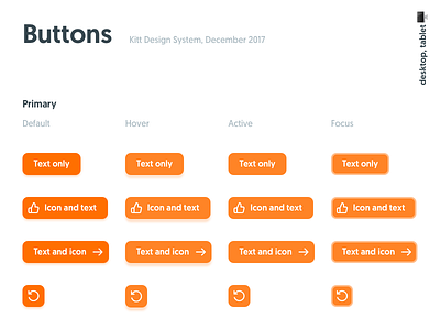 Primary Buttons, Kitt : Ornikar Design System buttons design system hover style guide ui kit