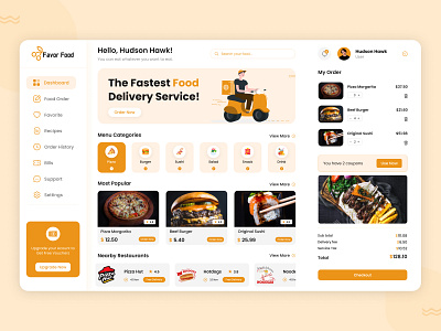 Favor Food - Food Delivery Dashboard branding design graphic design illustration logo typography ui ux
