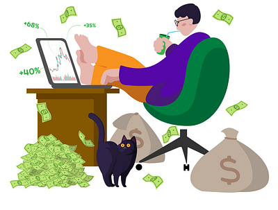 Trading on Forex market design forex freelance graphic design illustration money trader vector
