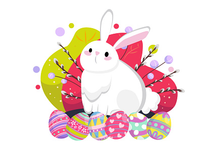 Easter bunny bunny easter eggs graphic design illustration