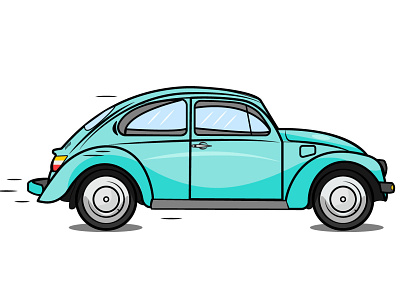 VW beetle car driving graphic design green car illustration old car retro car road vw bettle