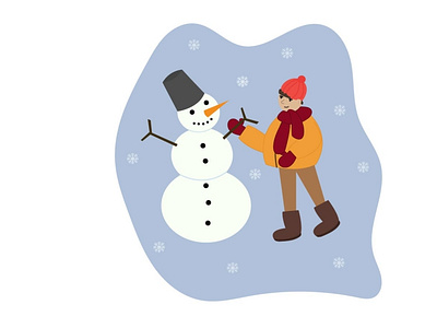 Snowman and boy