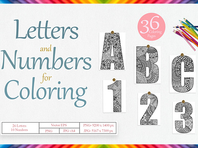 Capital letters and numbers for coloring book branding cololing book coloring design folk graphic design illustration logo