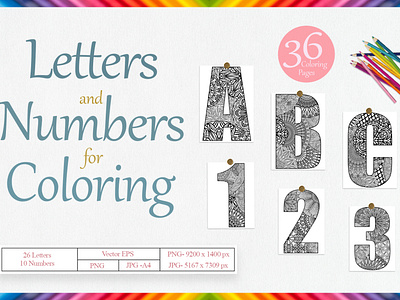 Capital letters and numbers for coloring