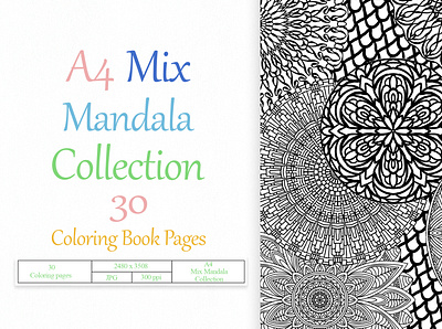 Mix of mandalas in A4 format book branding cololing book coloring coloring book design folk graphic design illustration logo