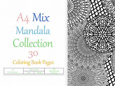 Mix of mandalas in A4 format