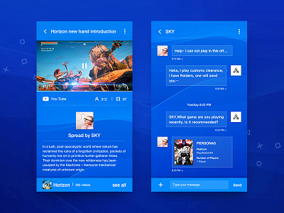 PSN Redesign #3 android app blue design game ios list profiles psn simple ui ux