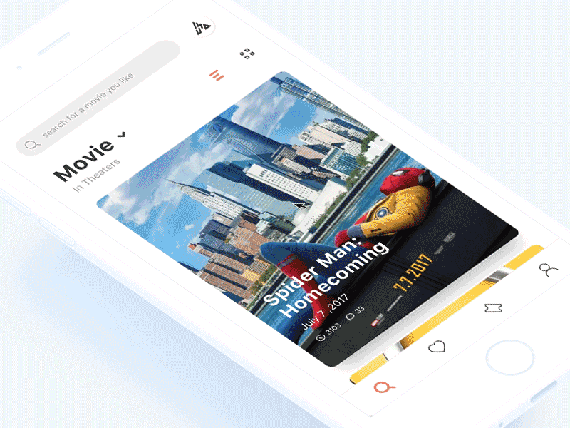 Seen homepage effect android app clean color effect film icon ios movie ticket ui ux