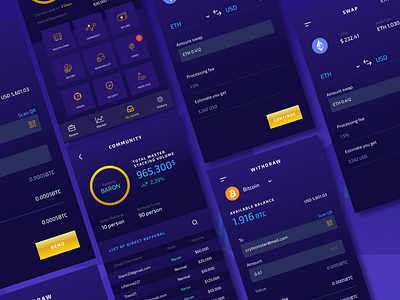 Crypto coin wallet cryptocurrency e wallet money trading ui