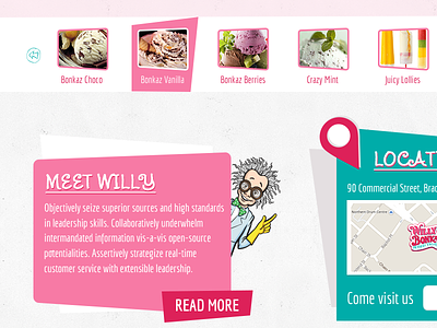Bonkaz menu about buttons carousel flavour ice cream location lolly map menu thumbnails ui