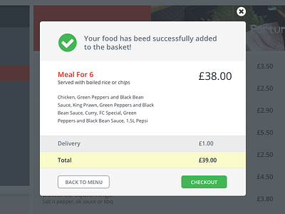 Fortune order summary checkout food meal modal order popup successfull summary ui