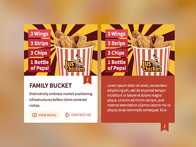 Food Card Info bucket cards family food hover info menu takeaway ui