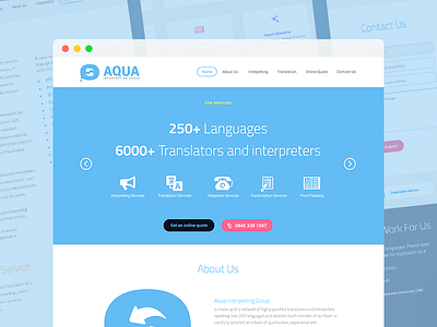 Aqua Interpreting Landing Page aqua flat icons icons interpreters interpreting landing page language long shadow translators ui web design yosemite ui