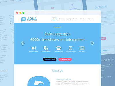 Aqua Interpreting Landing Page