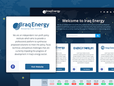 Iraq Energy Portal Card card energy forum iraq landing page map portal stocks webdesign website