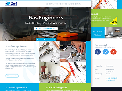Gas & Plumbing Website boilers branding central heating engineers flat flat design gas plumbers ui web design website