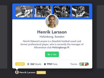 Day 006 - User Card app card dailyui fan football legend player soccer sweden ui user ux