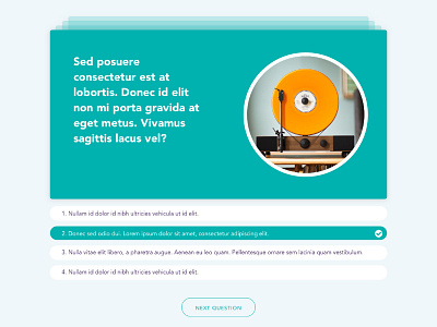 Quiz page answer cards made with invision music question quiz turntable ui university ux