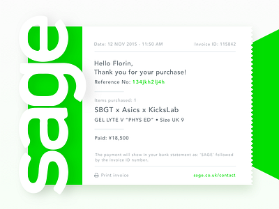 Day 017 - Email Receipt dailyui design email financial payment receipt report sage ui