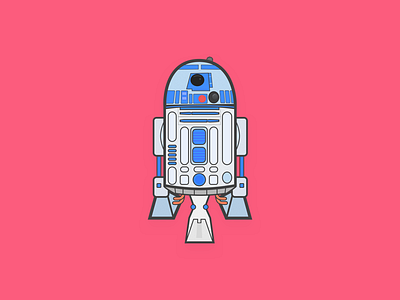 R2D2 art character film flat illustration movie robot star wars