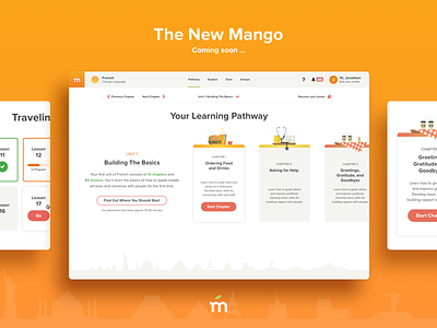 The New Mango Web App app cards design illustration languages learning mango ui ux website