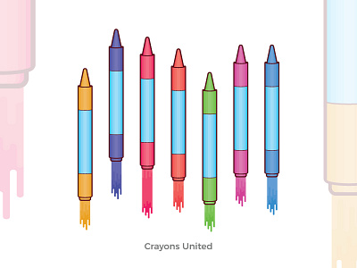 Crayons United! colors design flat graphic design illustration vector