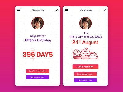 Countdown Timer for Birthday's (Daily UI 014) app birthday countdown dailyui design timer ui ux web