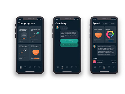 TYM. Your personal finance coach, dark theme