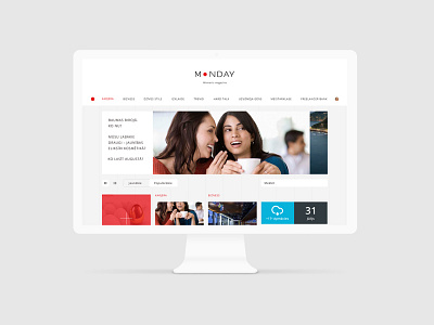 Monday Home Page grid icon logo magazine modules news red responsive web website