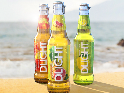 Dlight packaging beach beer drink energy lemon logo lowpoly packaging pineapple sand