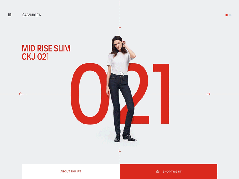 Calvin Klein clean design digital grid icon layout red ui web website