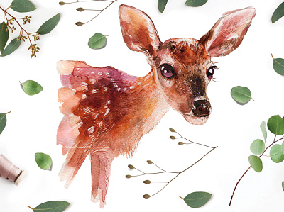 Baby Deer Printable animal art baby clothes fabric fabric pattern illustration surface design textile watercolor watercolor painting watercolor pattern