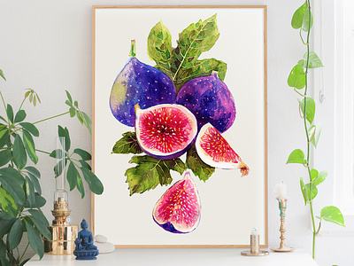Figs art print for your interior. figs art print fruit illustration interior decor wall art prin watercolor watercolor painting