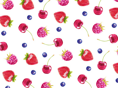 Watercolor berry pattern. baby clothes commission commissioned design fabric fabric pattern fruit illustration home clothes illustration plant seamless surface design textile watercolor watercolor berry watercolor painting watercolor pattern