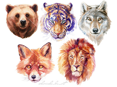 Watercolor animals illustrations