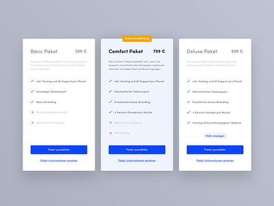 Pricing Table - Focus on recommendation