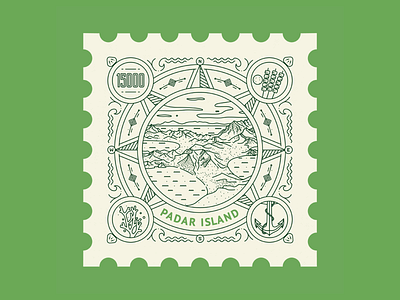 Padar Island, Indonesia 🇮🇩 dragon illustration indonesia komodo island komodo island lineart mail postage postal stamp