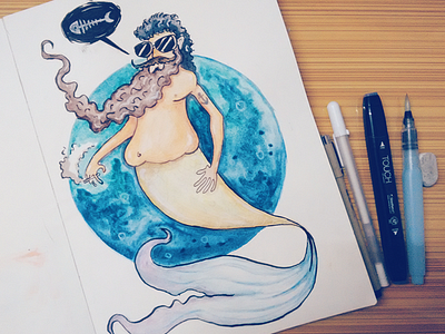 MerMale drawing fish illustration india mermaid mermale merman sea sketch watercolor yatish asthana