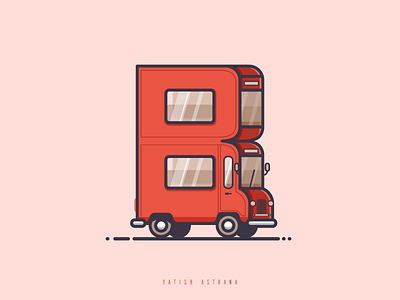 B ~ "BUS" 36 days of type alphabet b bus flat illustration india london type typography vector yatish asthana