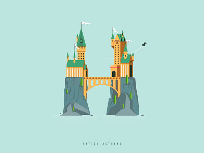 H ~ "Hogwarts School of Witchcraft & Wizardy" 🏰 36 days of type alphabet castle flat h harry potter hogwarts illustration typography vector yatish asthana