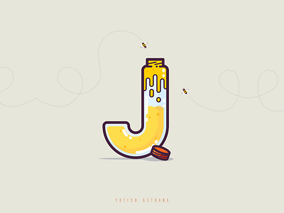 J ~ "Jar" 36 days of type alphabet bee flat honey illustration j jar typography vector yatish asthana