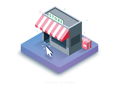 Online Store 3d illustration india instamojo isometric online store payment product ui ux vector yatish asthana