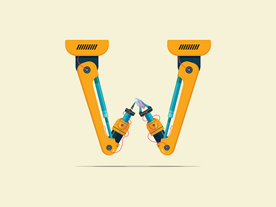 W~ (Day 23/36) 36 days of type alphabet construction diamond illustration india machine robot typography w yatish asthana